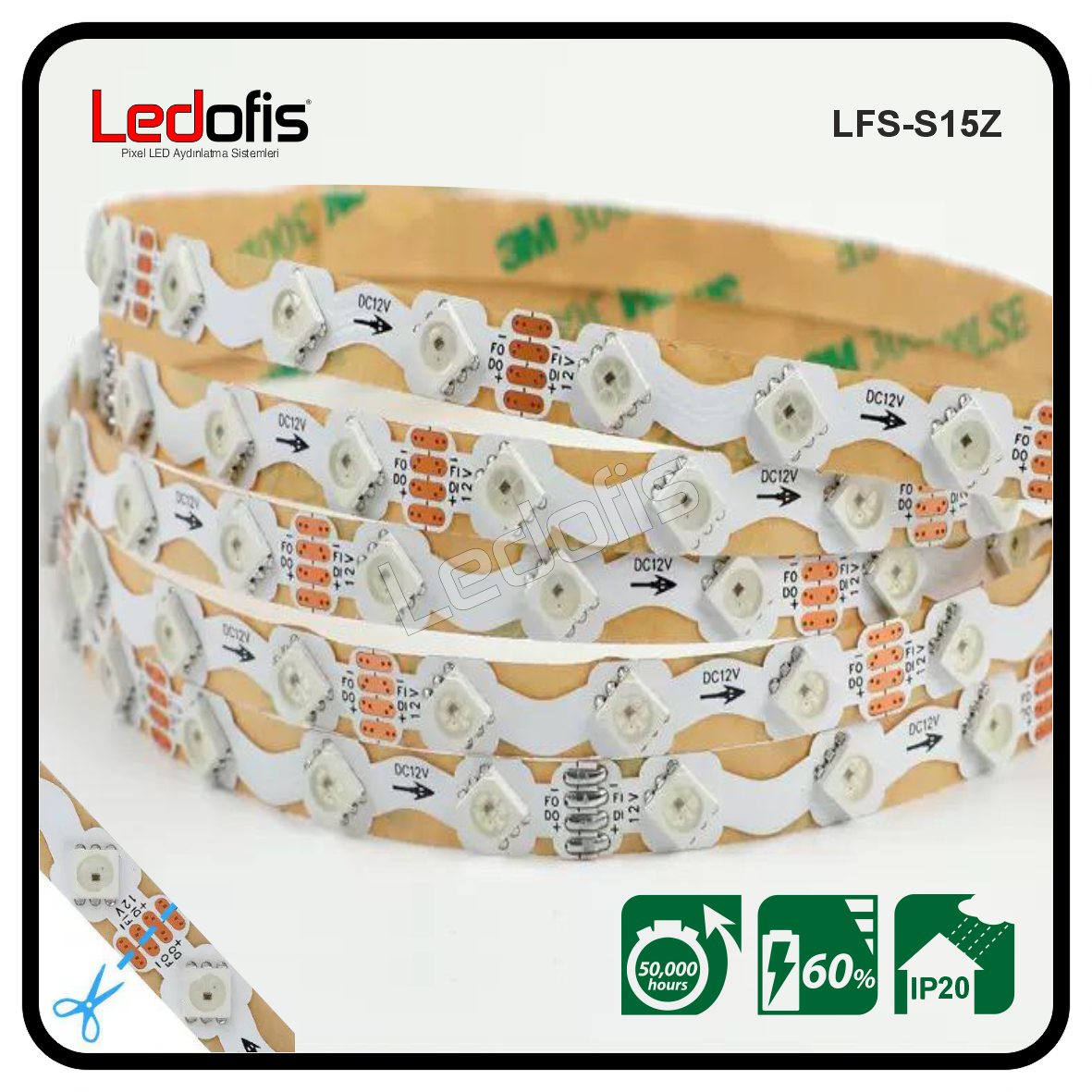 A+RGB Pixel LED Şerit (Çift Data) S-Type İç Mekan