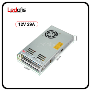 AC-DC 12V 29A 350W Güç Kaynağı (Adaptör) Slim Kasa